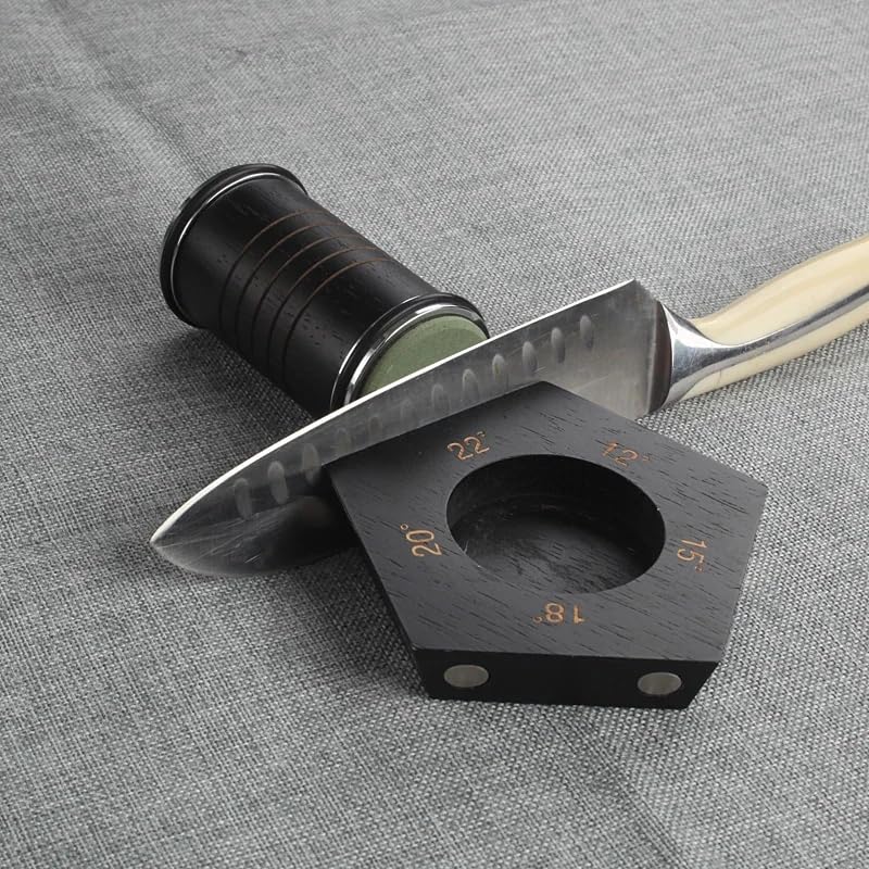 Rolling Knife Sharpener with 2 Diamond Disc and 2 Corundum Disc, Rolling Knife Sharpener Kit with 5 Magnetic Angle Offer 12/15/18/20/22° for Kitchen Knives (SET-B) SET-0
