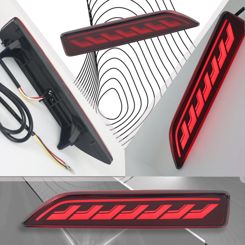 LED Rear Bumper Reflectors Fog Brake Tail Light Lamps Compatible with Honda CRV CR-V 2007-2009, Replace Stock Reflector Trim OEM 33505SWA A01 33555SWA A01 (Red) Red