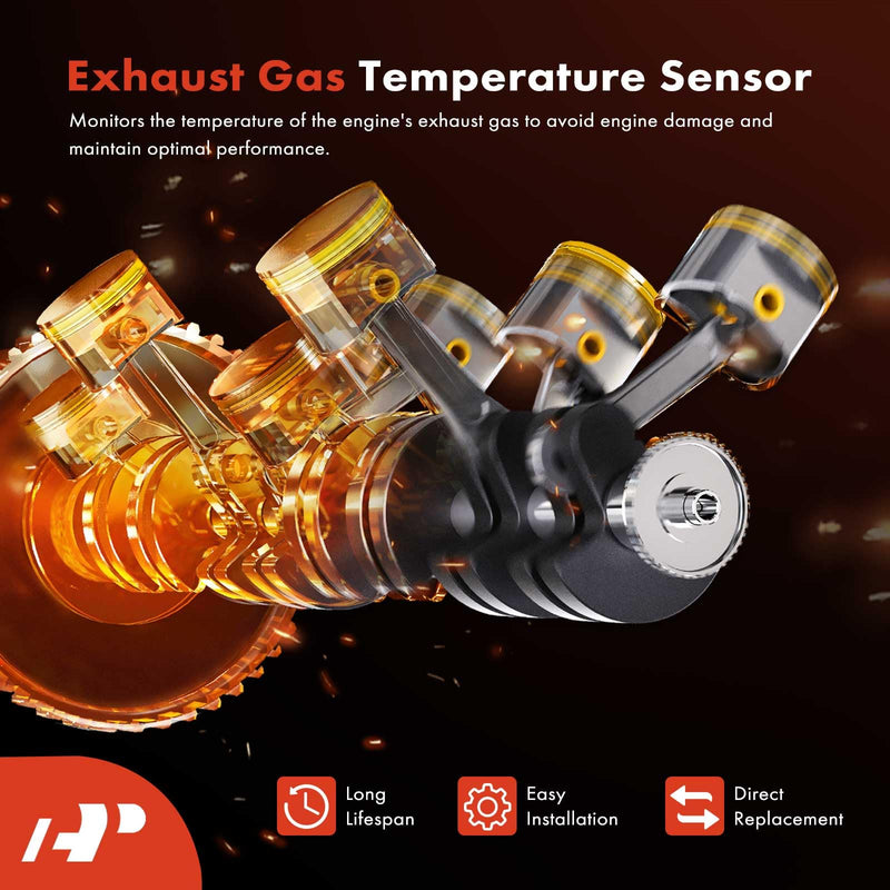 A-Premium Exhaust Gas Temperature Sensor Compatible with Chevrolet Silverado 2500 HD 3500 HD & GMC Sierra 2500 HD 3500 HD, 2017 2018 2019 2020 2021, 6.6L
