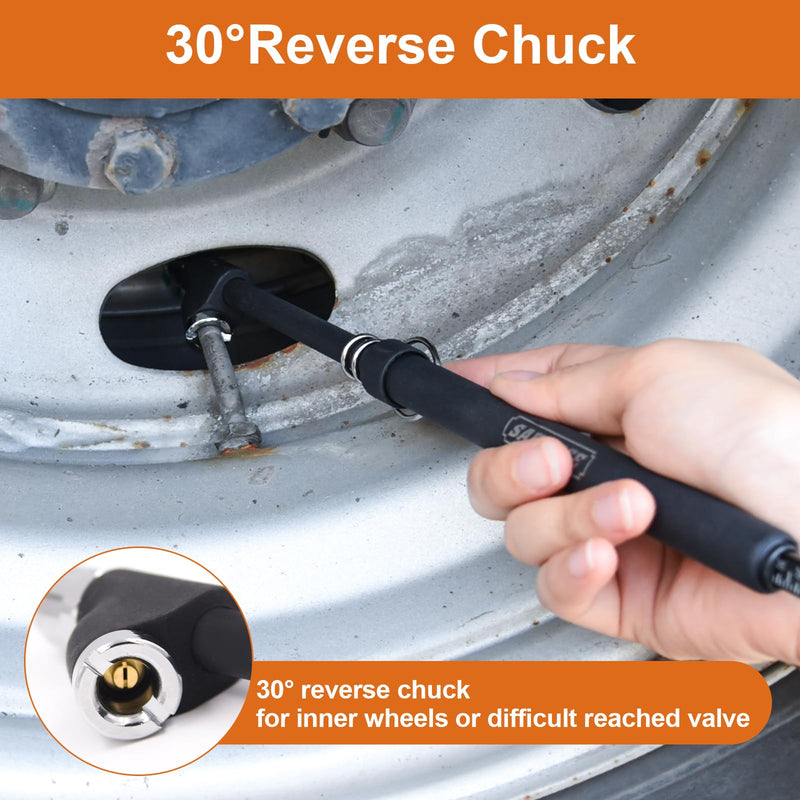 SAFELIFE Tire Pressure Gauge Heavy Duty Air Pressure Tire Gauge, Straight-on Foot Dual Head Chucks, Frosted Black, 10-150PSI 100-1000KPa for Semi Truck Car RV Van (1) 1