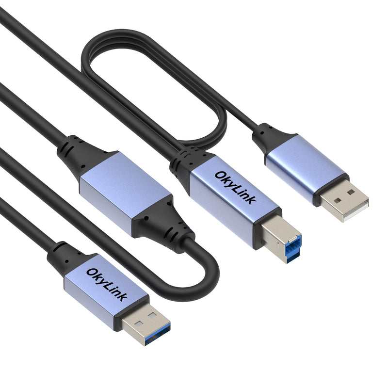 65ft(20M) Active USB 3.0/3.2 Gen 1 Repeater Cable A Male to B Male with Optional Power 5Gbps for Professional Printing, Scanning 65ft (20M) Black cable + Gray shell