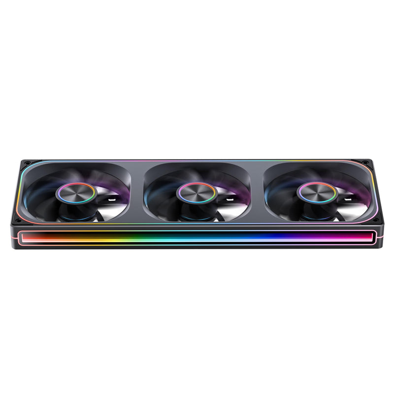 JONSBO ZA-360BR (Reverse) PC Case Fan,All(3)-in-One,Single Frame Unit 120mm ARGB Fan,PWM,Reverse Blade Silent Fans with 4-Sides Infinity Mirror,28mm Thick Multiple Led Beads,Installation Ref to Tips 360mm(Reverse) Black