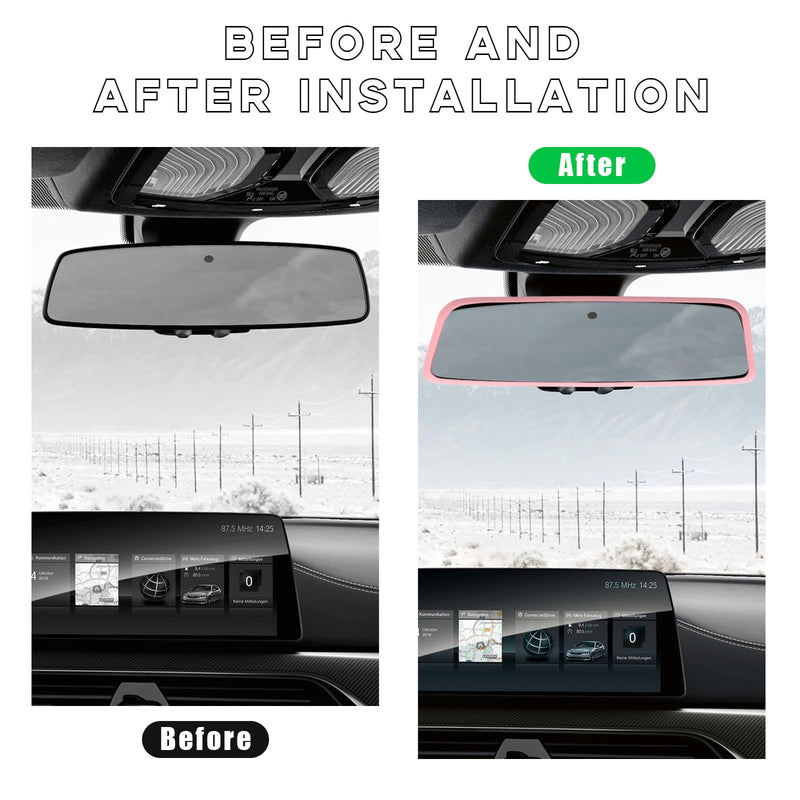 Car Rear View Mirror Protector Frame, Silicone Auto Rearview Edge Protection Cover Compatible with Model 3 Model Y, Interior Rear View Trim Frame Decoration, Car Accessories (Pink) Pink-1PCS