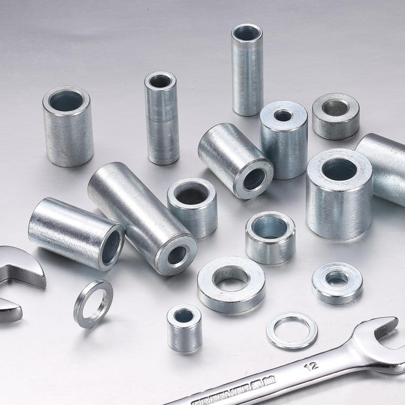 uxcell 10 Pcs Galvanized Steel Spacer 3/8" Bore x 3/4" OD x 2" Length, Unthreaded Standoff Bushing Plain Finish, Round Metal Spacer Fits M12 Screws Bolts 3/8"ID x 3/4"OD x 2"Length