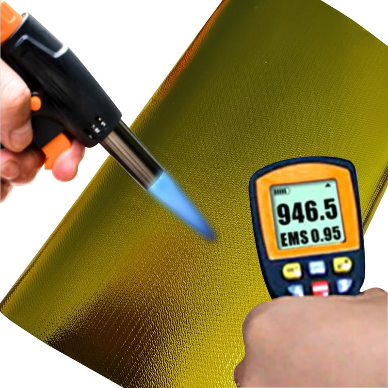 12'' X 48'' Gold Adhesive Heat Shield ReflectiveTape Wrap Roll Compatible Thermal Barrier Adhesive Backed Heat Sleeve Up To 2000 Degrees Fahrenheit with Car Intake Pipe, Engine Bay etc. 12'' X 48''