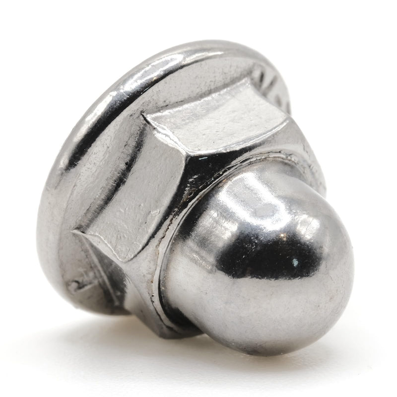 ReplacementScrews License Plate Retainer Screws/Nuts Compatible with Volvo OEM Part 968458 (Screws onto Existing Stud) - Tall Dome/Acorn Head with Flange - Stainless Steel Cap (Pack of 4)