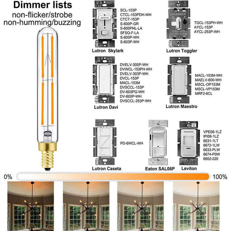 E12 LED Bulb Dimmable 6W Equal Warm White 2700K T6 T6.5 E12 Candelabra Bulb 60 watt for Chandeliers,Ceiling Fan,Pendant,Wall sconces AC120V 600LM e12 Light Bulb 6Pack 6w=60w 2700k Warm White