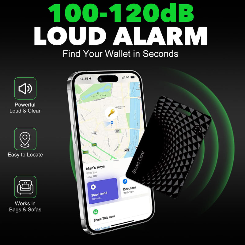 2026 Wallet Tracker Card, Bluetooth Tracking Card, Works with iOS & Android | Apple MFi Certified, wireless charging, 120dB Alarm, IP68 waterproof for keys, passport & luggage, Backpack 1