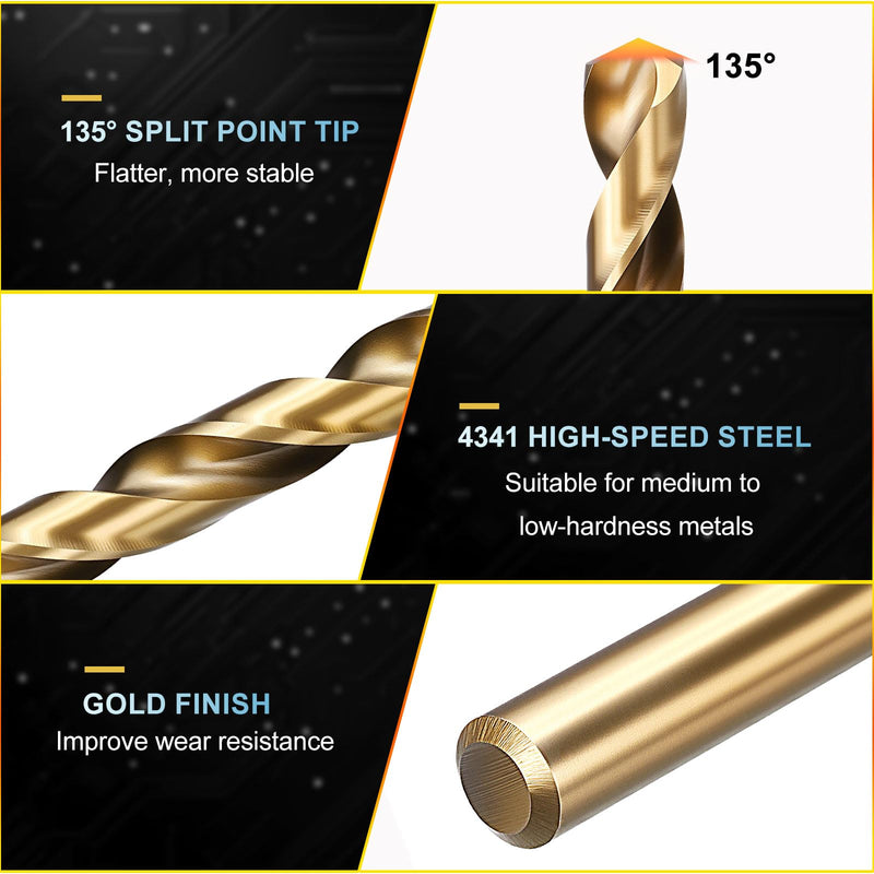 PATIKIL Letter x Drill Bit, 4341 High-Speed Steel Bits 135° Gold Finish for Soft Thin Metal Steel Wood Acrylic - 6 Pack