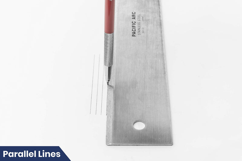 Pacific Arc 12" Straight Edge Stainless Steel 0.09" Thick Steel, Heavy Duty 12 Inch