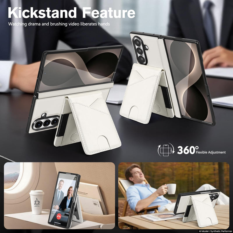 for Samsung Galaxy Z Fold8 Ultra Wallet Case Magsafe,White | Built-in Screen Protector,2 in 1 Magnetic Detachable Card Holder Slot,PU Leather,RFID Blocking,Flip Kickstand,for Men & Women White Galaxy Z Fold 8 Ultra