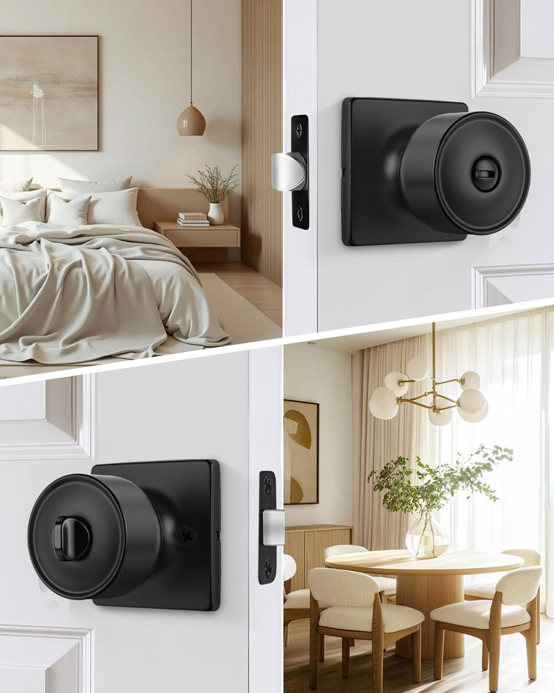 Goldenwarm Black Interior Door Knobs, Matte Black Privacy Door Knobs, Black Square Interior DoorKnobs for Bedroom, Bathroom, Modern Design (1 Pack) 1