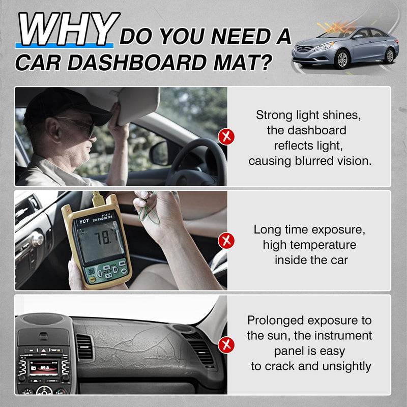 Sonata Dash Cover - Dashboard Cover Fits for Hyundai Sonata 2011 2012 2013 2014, Felt Dash Mat for Sonata Accessories, Silicone Back Anti-Slip, Dashboard Sunshield Hyundai Sonata 2011-2014