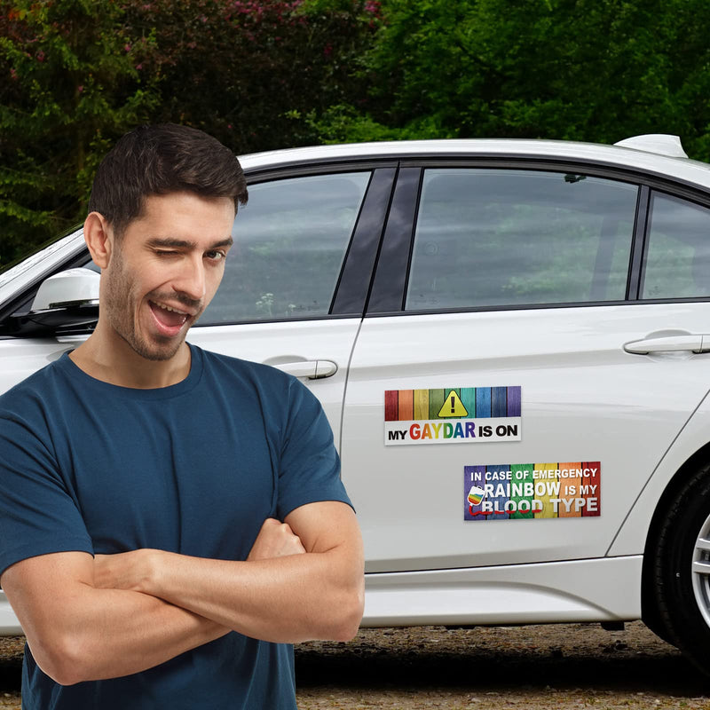 Frienda 10 Pcs Bumper Decals Funny LGBT Stickers Rainbow Bumper Prank Car Stickers Colorful Car Accessories for Truck Vehicle Luggage Window Refrigerator(Magnetic,Stylish Style)