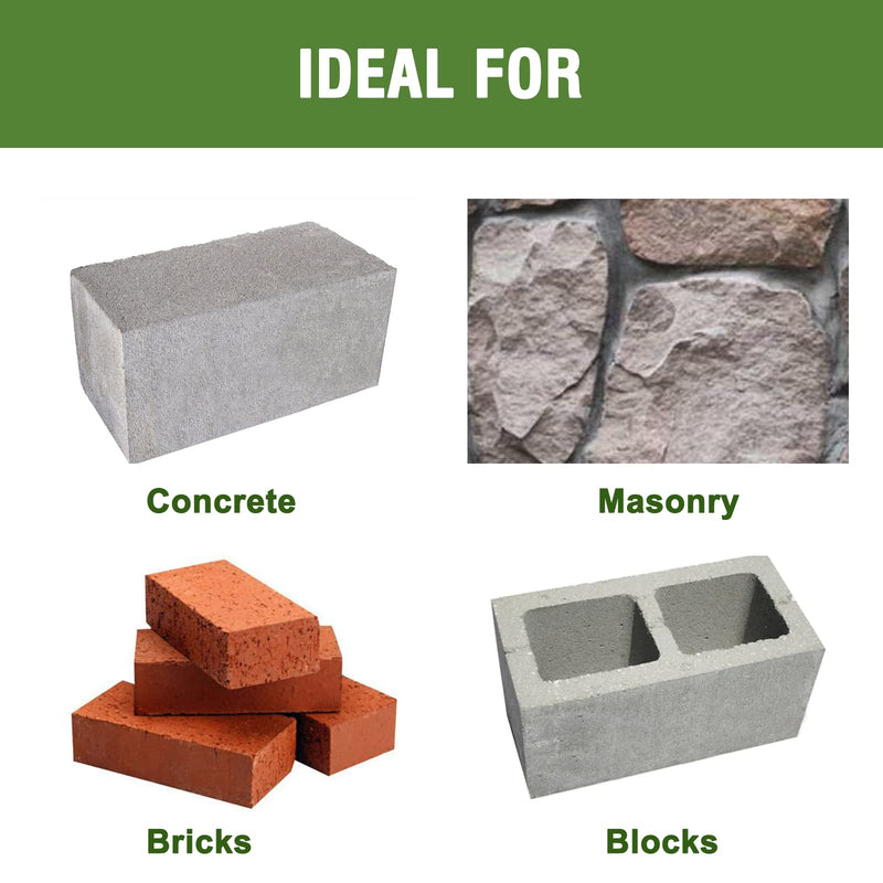 1" x 12" Masonry Drill Bits 1 inch Concrete Hammer Drill Bits Carbide Tipped, for Cement, Brick, Stone, 3-Flat Shank 1" X 12"
