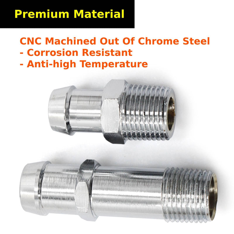 Chrome Steel Heater Hose Fittings 3/4" Water Pump 5/8" Intake for Chevy SBC BBC Engines 283 305 307 327 350 400