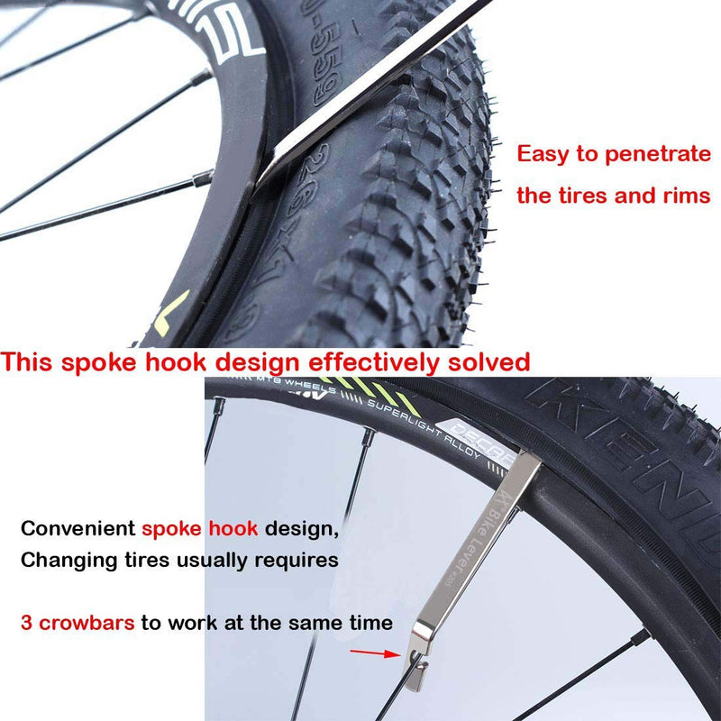 Premium Bicycle Tire Lever Tyre Spoon Iron Changing Tool, Bike Tire Levers Premium Stainless Steel Levers to Repair Bike Tube, Best Tire Changing Tool 3 Pcs
