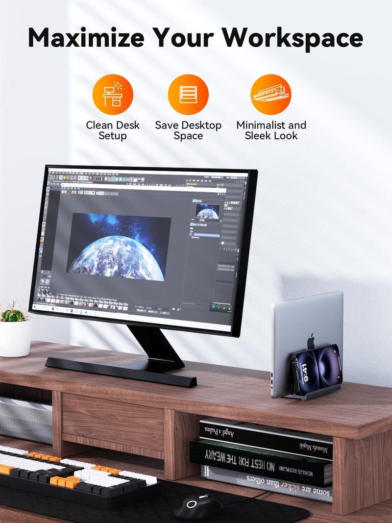Laptop Docking Station Stand Dual 4K Monitor: QUUGE USB C Docking Station Dual Monitor for Laptop, 2 HDMI (Single 4K@120Hz), 2 USB3.0 Ports, 100W PD, RJ45 Ethernet, Universal Laptop Stand USB C Dock 6IN1