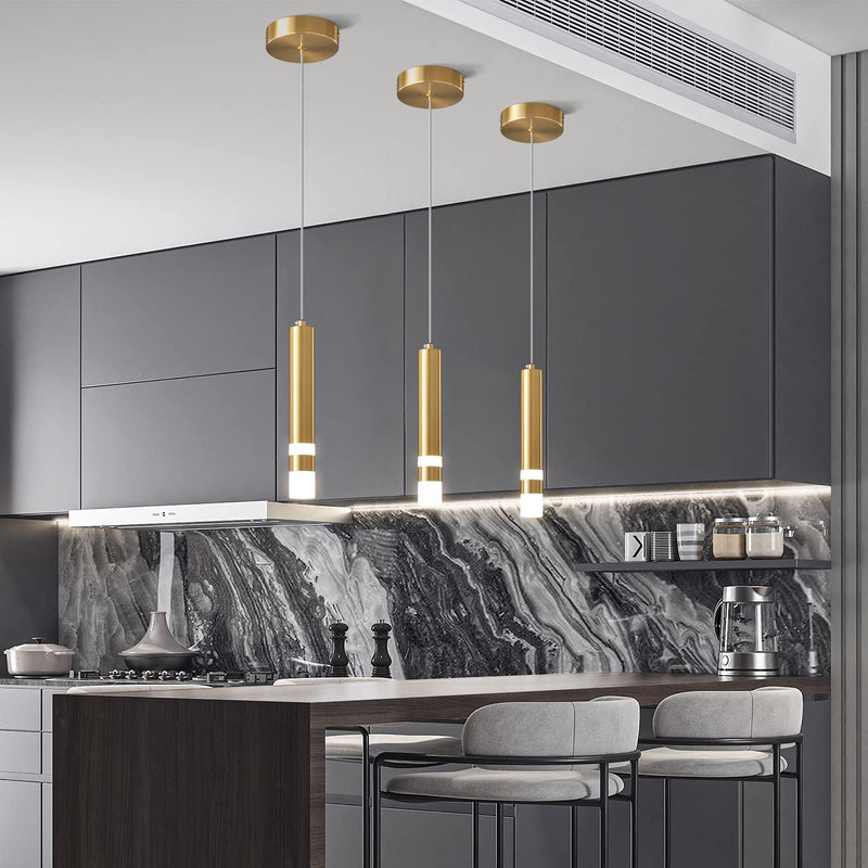 Modern Pendant Light Kitchen Fixture Dimmable LED Gold Mini Pendant Lighting fo Kitchen Island Bedroom Bedside Table Small Pendant Lights (1-Pack) 1-Pack