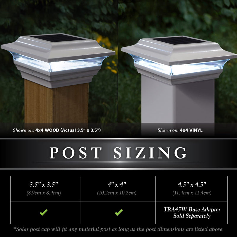 Classy Caps SL211W 4x4 Imperial Solar Post Cap, White – High-Performance LED Lights, Durable Cast Aluminum, Warm and Cool Light Modes, Fits 4"x4" or 3.5"x3.5" Posts, Ideal for Decks, Fences 4x4 Inch