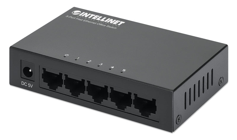 Intellinet 5-Port Fast Ethernet Network Switch - Ethernet Splitter - Unmanaged | Plug & Plug | Durable Metal Housing - for Computer Networking Hub, Desktop – 3 Yr Mfg Warranty – 523301