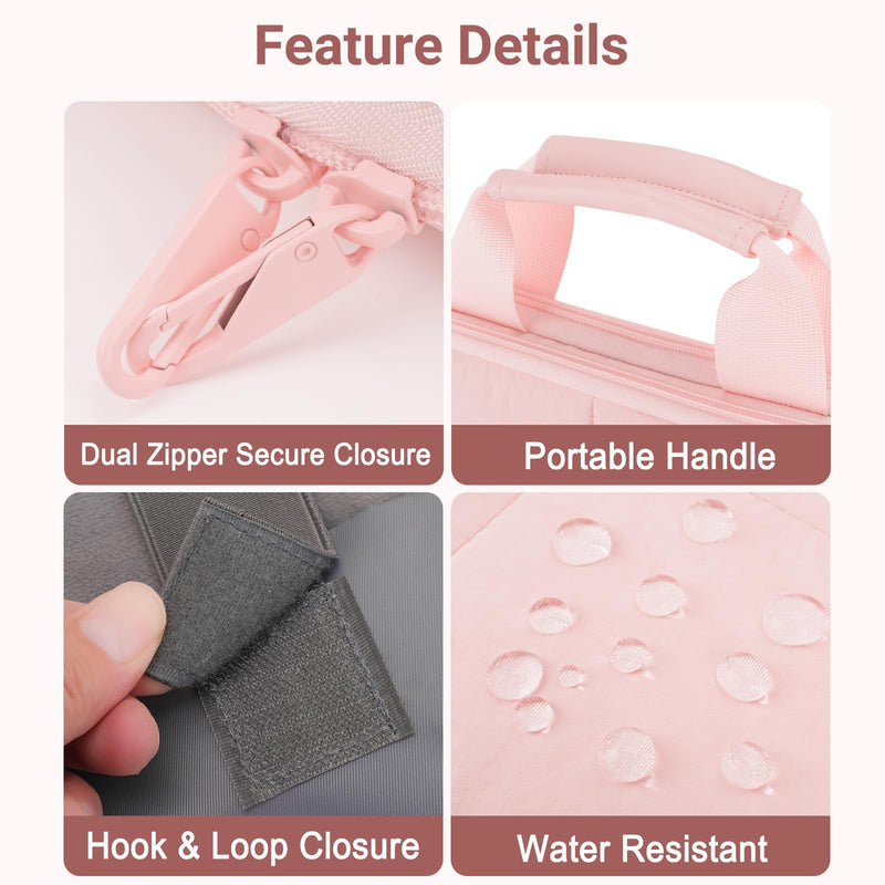 MOSISO Compatible with MacBook Air 13 inch Case M5 M4 M3 M2 2026-2022 | Hard Case&Puffy Bag&Keyboard Skin&Webcam Cover&Screen Film for MacBook Air 13.6, A3449 A3240 A3113 A2681, Pink