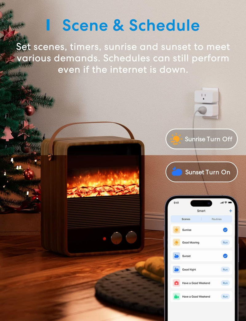 Meross Smart Plug Mini Support Apple HomeKit, Siri, Alexa, App Control, Timer, 15A & Reliable WiFi Outlet, No Hub Needed, 2.4G WiFi Only, 4 Pack HomeKit 4 Pack