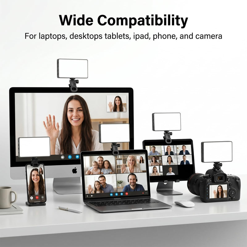 225 LED Portable Selfie Light, Video Conference Light, 4000mAh Rechargeable, App Control, Tripod, Metal Hot Shoe, Clip, CRI 97+, 24 Light Modes for Phone, Camera, Live Streaming, Makeup, Photography