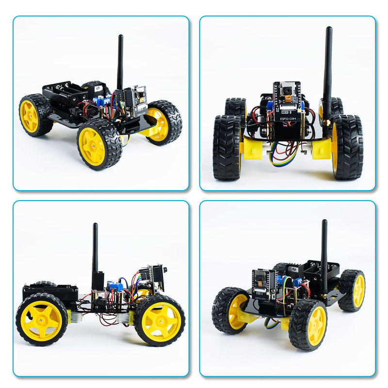 LAFVIN Camera Robot Car Kit for ESP32, WiFi Real-Time Video Streaming 4WD Smart Robot Car, L298N Motor Driver DIY STEM Programming Robot Kit with Complete Tutorial