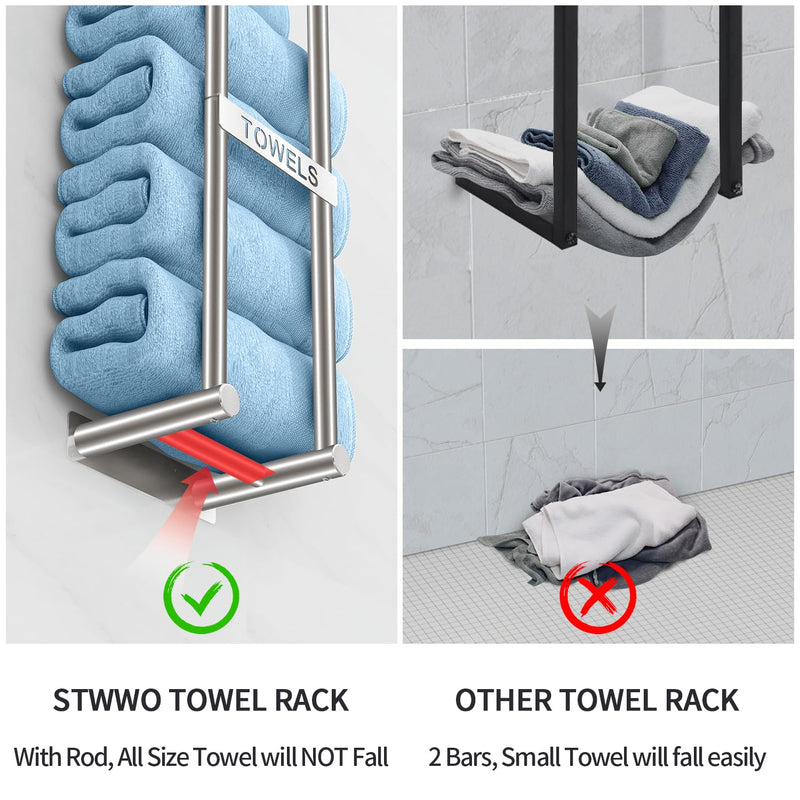 Towel Racks for Bathroom, STWWO Towel Storage for Small Bathroom 22inch, Stainless Steel Towel Rack Wall Mounted for Bath Towel, Brushed Nickel 22 IN