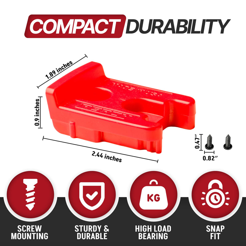 PERCH 9 Pack Tool Holder for Milwaukee M18/18v Cordless Tools - Snap Fit Tool Organizer for Milwaukee Drill Holder, Under Shelf, Wall Mount w/Hardware for Easy Install. Pack of 9
