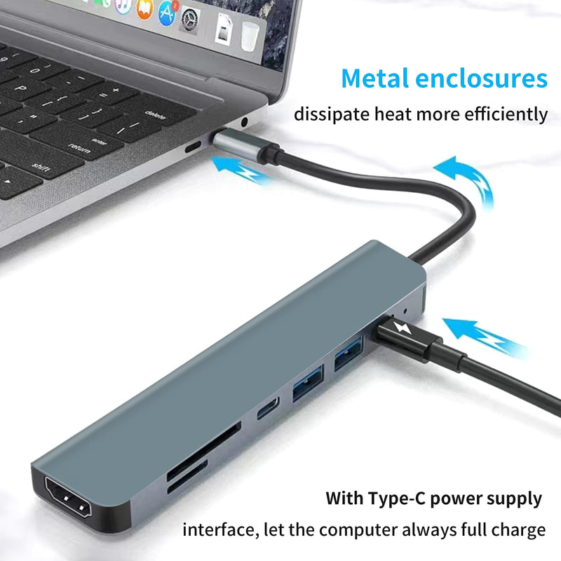 7-in-1 USB C Hub with 4K HDMI,100W PD Charging，USB C Adapter for MacBook Pro/Air,Dell XPS,HP,Lenovo,iPad Pro，Steam Deck - 5Gbps Data Transfer,SD/TF Card Reader,Slim Portable Laptop Dongle Critin-7-in-1 HUB