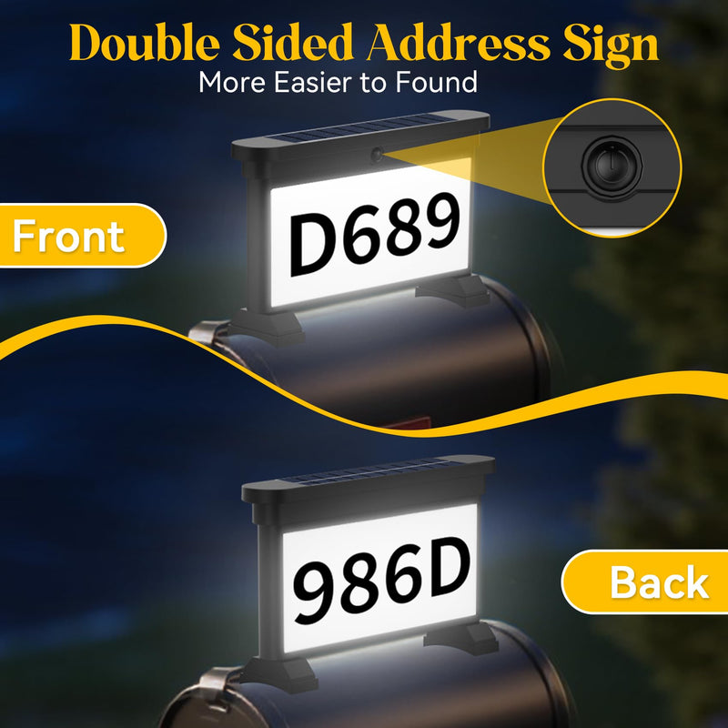 LumiZen Solar Address Sign,Double-Sided 3-Color Lighting LED Mailbox Number Plaque,Waterproof Outdoor Address Plaque for Mailbox Topper, Address Numbers House Numbers