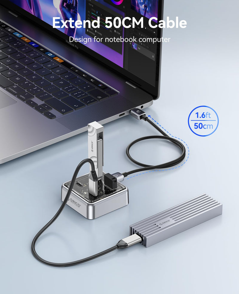 ORICO 10Gbps USB-C Hub, 4-Port Zinc Alloy USB 3.2 Splitter with 2 USB-A & 2 USB-C Ports, High-Speed Data Extender for Laptops, PCs, Desktops, and More (1.64Ft) 1.64Ft