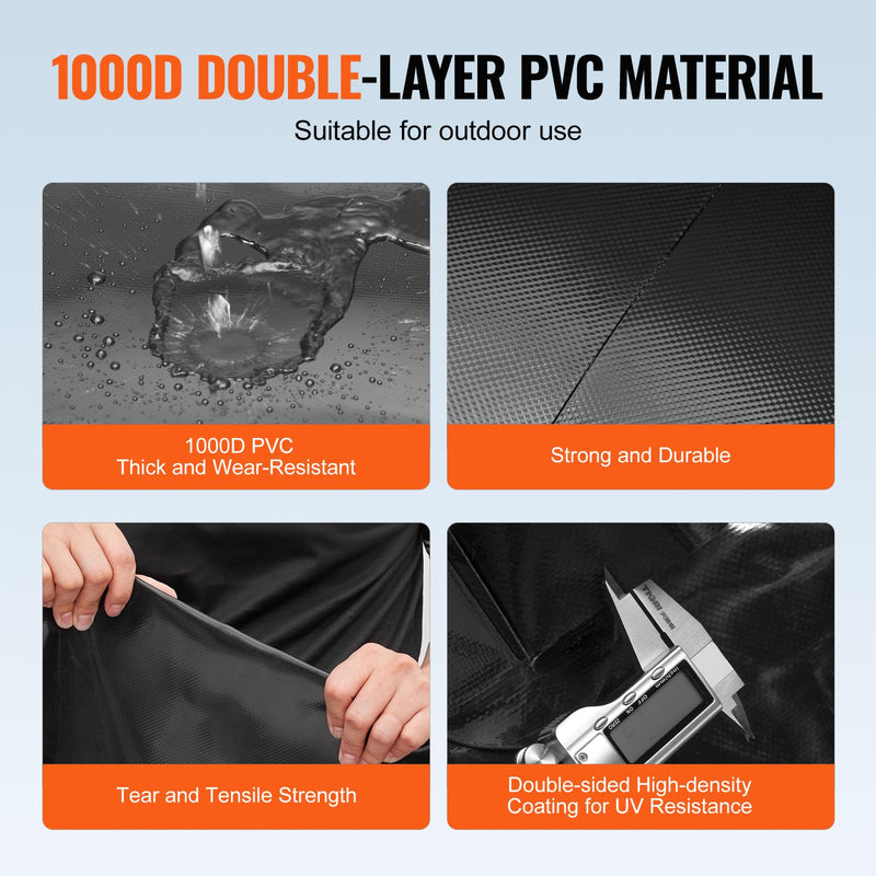 VEVOR 540L/142.7 Gallon Water Storage Bladder, RV Water Tank, 1000D PVC Collapsible Water Storage Containers, Large Capacity Soft Water Bag, Portable Water Bladder,Camping, Emergency Water Supply Black