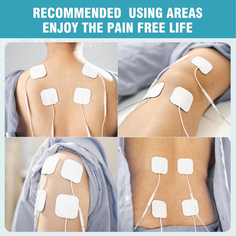 72PCS TENS Unit Pads (2"x2"), Reusable Self-Adhesive Electrodes Pads with 0.2mm Connector, Latex-Free, Hypoallergenic & Compatible with TENS/EMS 72PCS