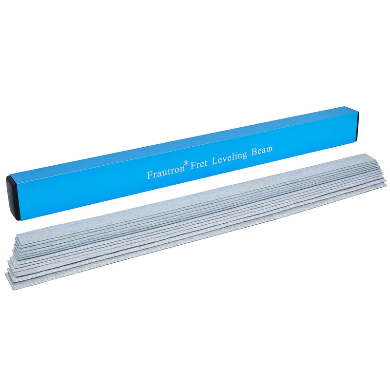 16" Fret Leveling Beam, Aluminum Guitar Fret Leveler Sanding Block File Bar, Pro Luthier Fretboard Leveling Repair Tool with 12PCS 120/240/400/600/1000 Grit Replacement Sandpaper Strip Fret Leveler-16"x1.5"x1"