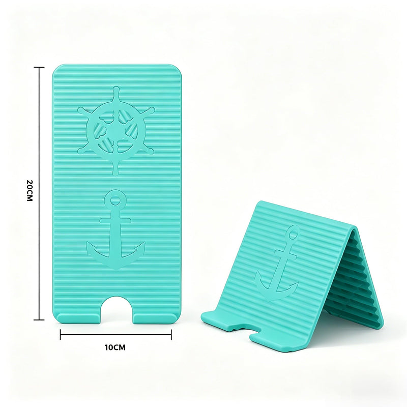 Flexible Silicone Aluminum Phone Holder Tablet Stand with Charging Port Design, Foldable Airplane Laptop/Phone Stand for Home Office Travel (Tiffany) Tiffany