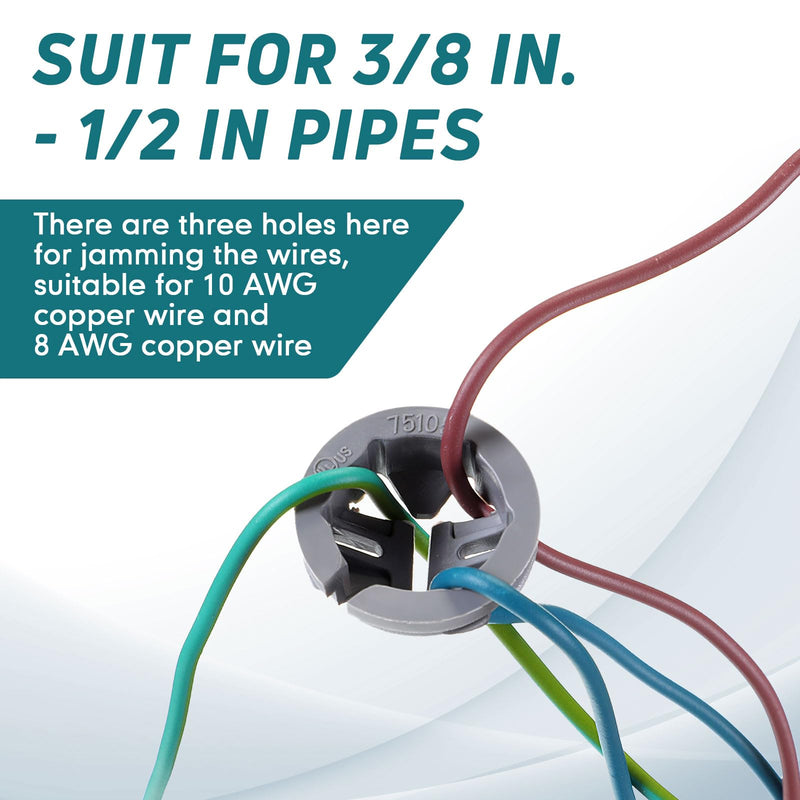 Sintuff 200 Pcs 3/8 in. - 1/2 in. Push in Cable Connector Bulk Non Metallic Nm Cable Connector Button Junction Box Gray Electrical Conduit Fittings Fits for 1/2 Inch Knockouts
