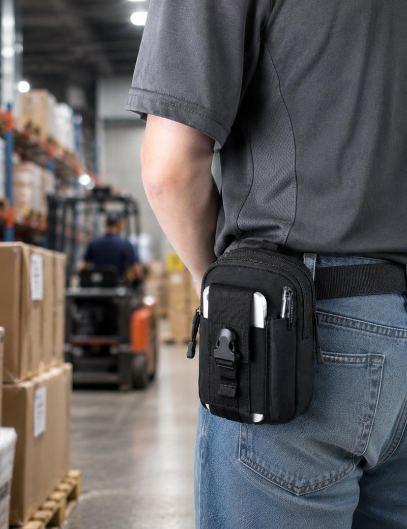 J.SH Tactical Waist Belt Pouch, Utility Wallet Pouch, Waist Bag for Belt | Bag with Phone Belt Clip Holder Holster, Gadget Bag for Cell Phone, Keys, Tools, Work, Security, Construction & Outdoor Use