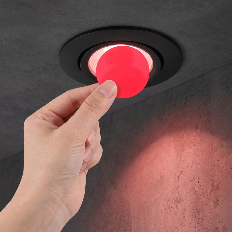 Toyvian 20pcs Red Light Filter Stickers 44mm Adhesive Lighting Filter Film for LED Ceiling Spotlights Mood Lighting Diffuser Film for Video and Ambient Use
