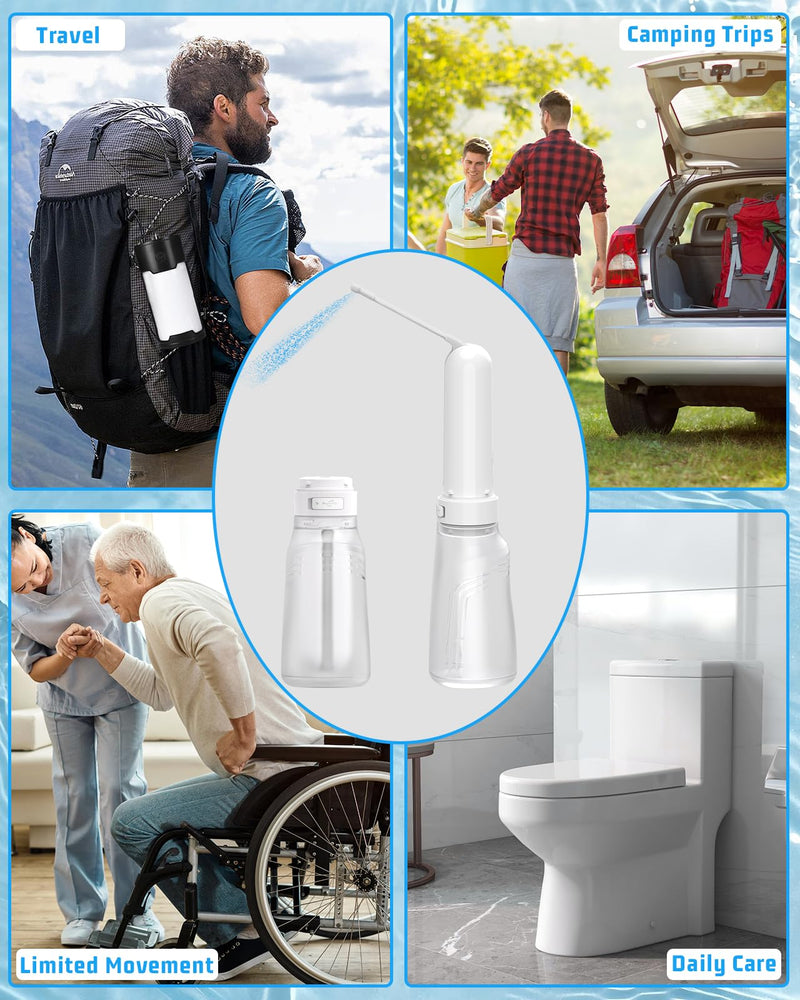 Portable Bidet for Travel with 400ml Bottle, Rechargeable Electric Travel Bidet with 3 Pressure Modes, Waterproof Handheld Bidet Sprayer for Women Men Baby Cleaning