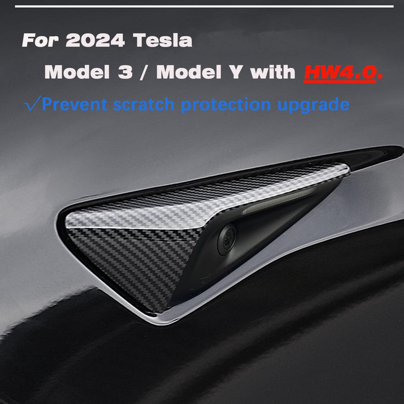 YHCDSEA for 2025 2024 Tesla Model 3/Y HW4.0 Side Camera Protection Cover Decoration Accessories fit for Tesla Model 3/Y with HW4.0 (HW4.0-Glossy Carbon Fiber Pattern) HW4.0-Glossy Carbon Fiber Pattern
