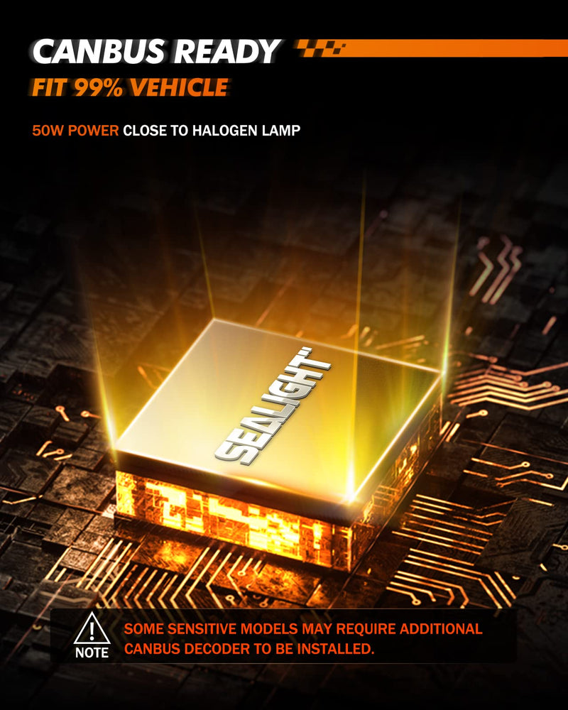 SEALIGHT 9008 Light Bulbs, H13 40,000LM Powersports Bulbs, 6500K Cool White Plug and Play, CANBus Ready, Super Bright, h13 Pack of 2 X1 H13