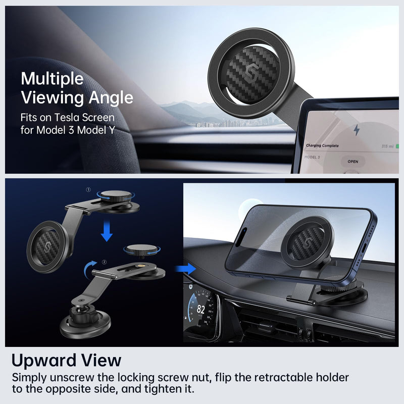 SYNCWIRE MagSafe Car Mount for Dashboard,Foldable Aluminum Arm,Black | Premium Magnetic Phone Holder for Tesla&Cars,Strong Magnet,Aluminum Alloy,Ultra Stable for iPhone 17 16 15-12 Pro Max&More Black