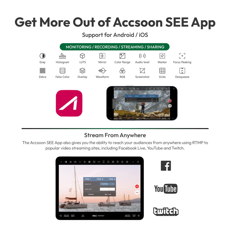 Accsoon CineView Nano Wireless Video Transmission System, 500ft Range, 0.06s Latency, 1080P/60 HD Video, 4 Devices Monitoring, 2-Way Power Supply HDMI Nano