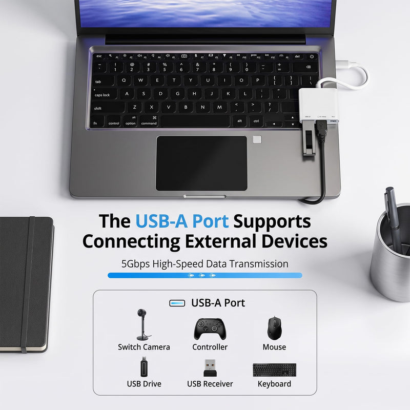 USB C to HDMI Adapter for iPhone 17 16 15, 4K@60Hz~120Hz iPhone to TV Adapter USB C with 100W Fast Charging, 5Gbps USB 3.0 Port, iPhone Hdmi Dongle for iPad/TV/Projector/Monitor, MFi Certified