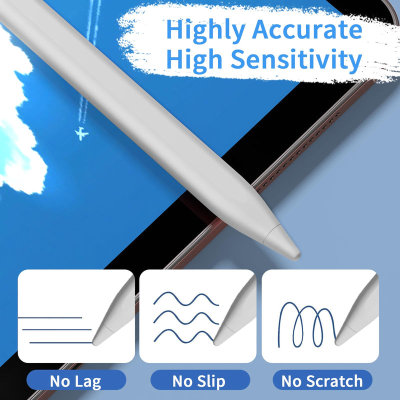 Stylus Pens for Touch Screens, Universal Fine Point iPad Pencil with Magnetic Adsorption Compatible with iPhone/iPad/Samsung/Android/Tablet & Other Touch Screens (White) white