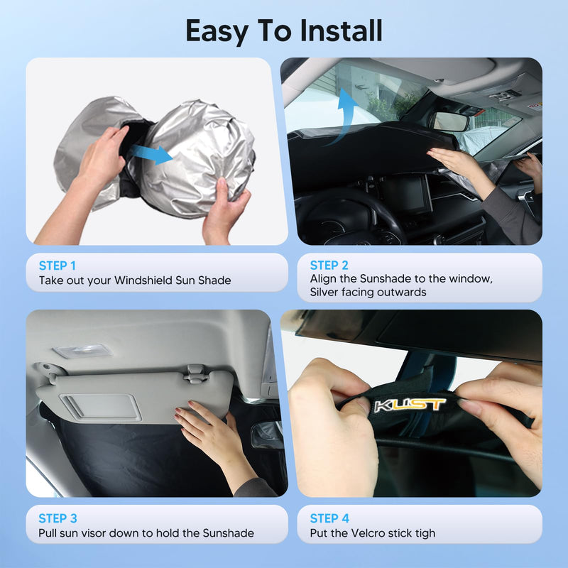 KUST Windshield Sun Shade for Toyota RAV4 2019-2021 2022 2023 2024 2025 Window Accessories Shade Sun Visor Cover Foldable Block UV Rays FOR | Toyota RAV4 2019-2025