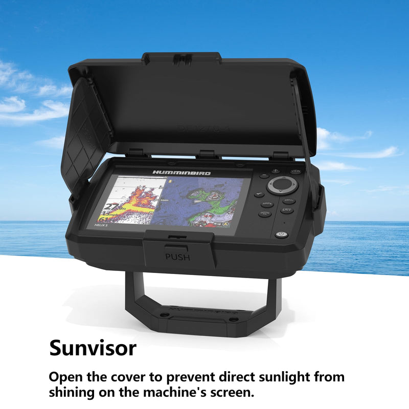 Waterproof Sun Visor Shield ABS Protective Cover, Foldable Glare Protection for Humminbird 411660-1 Helix 5 Chirp GPS G3 and Humminbird 411670-1 Helix 5 Chirp DI GPS G3 Fish Finder (Black)